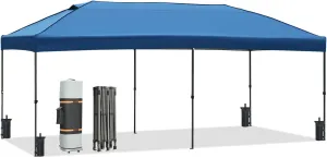 10x20 Pop Up Canopy with Sidewalls, Heavy Duty Outdoor Canopy Tent for Weddings, Parties, Backyards (Blue)
