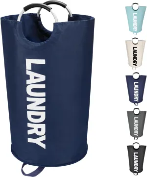 125L X-Large Laundry Basket, Freestanding Tall Clothes Hamper, Collapsible Laundry Bag, Dark Blue