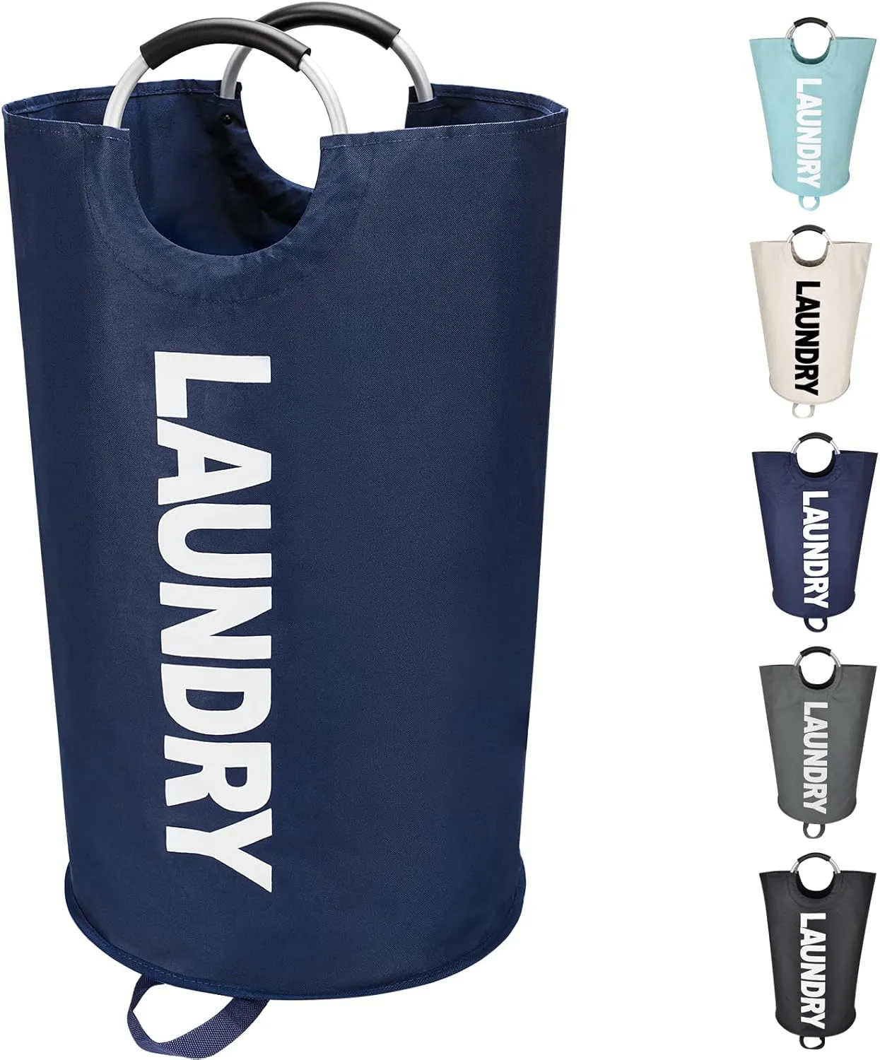 125L X-Large Laundry Basket, Freestanding Tall Clothes Hamper, Collapsible Laundry Bag, Dark Blue