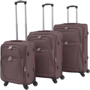 3 Piece Soft Case Trolley Set Coffee,Luggage & Bags,Suitcases