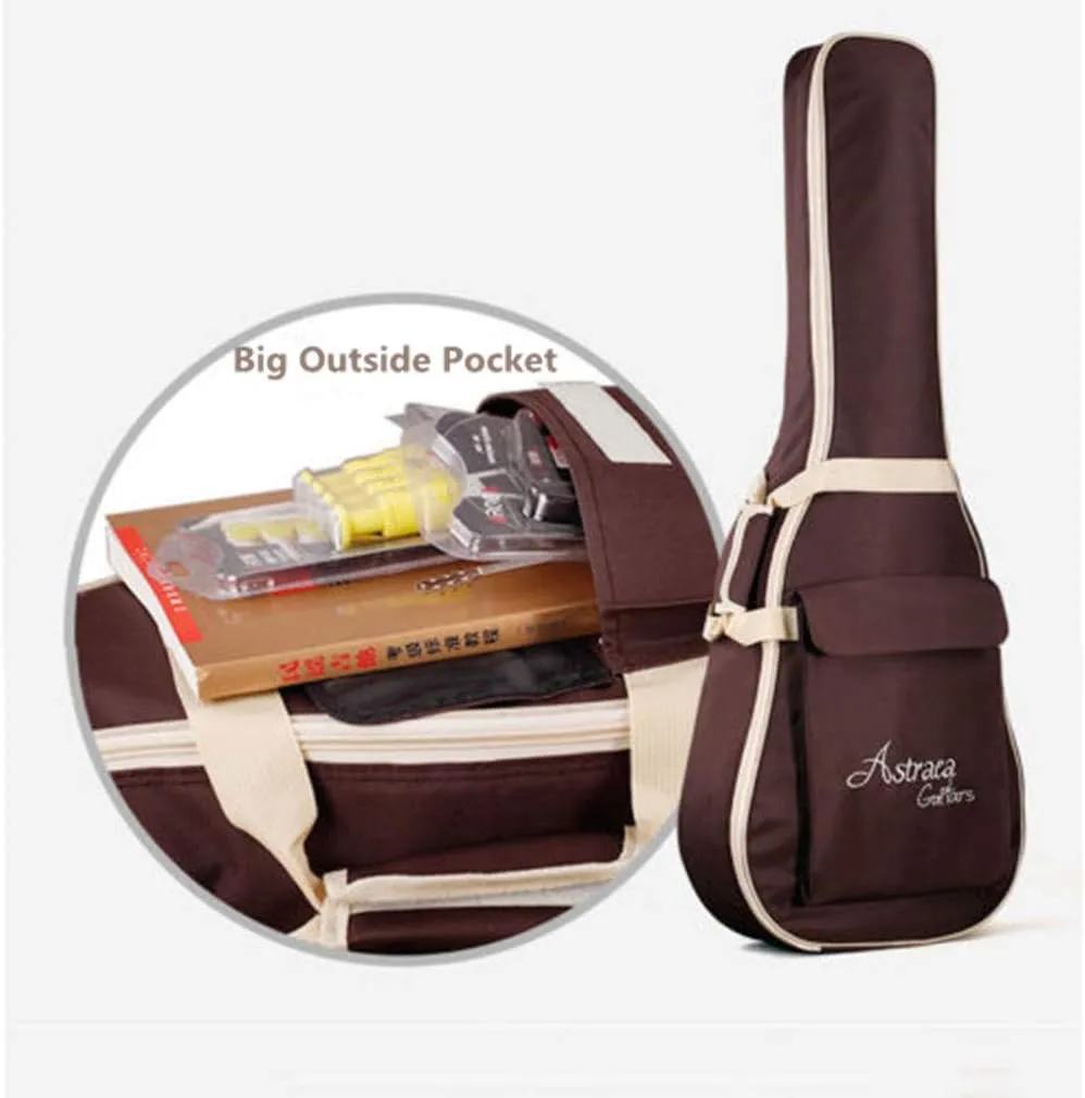 41 Inch Acoustic Guitar Gig Bag Waterproof Dual Adjustable Shoulder Strap Padded Guitar Case Gig Bag Carrying Case for 40 41 Inch Acoustic Classic Folk Guitar (Brown)