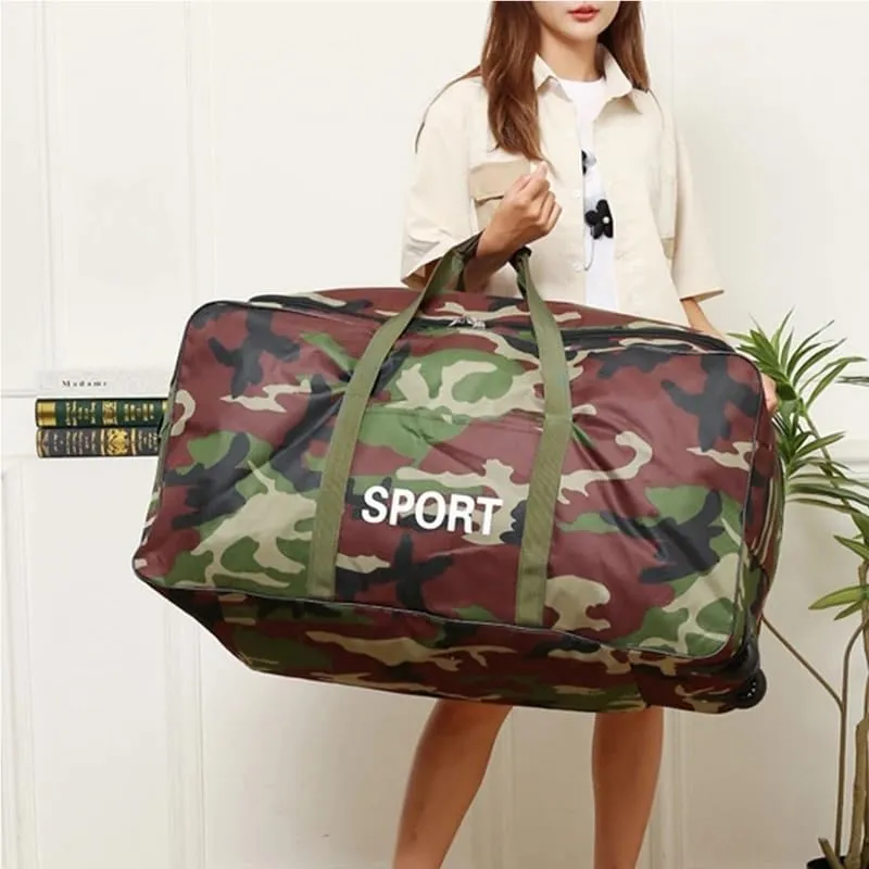600D Camouflage Luggage Moving Big Bag Thick Waterproof Oxford Cloth Moving Artifact Large Storage Men's Travel Bags Duffle Bag(Gray)