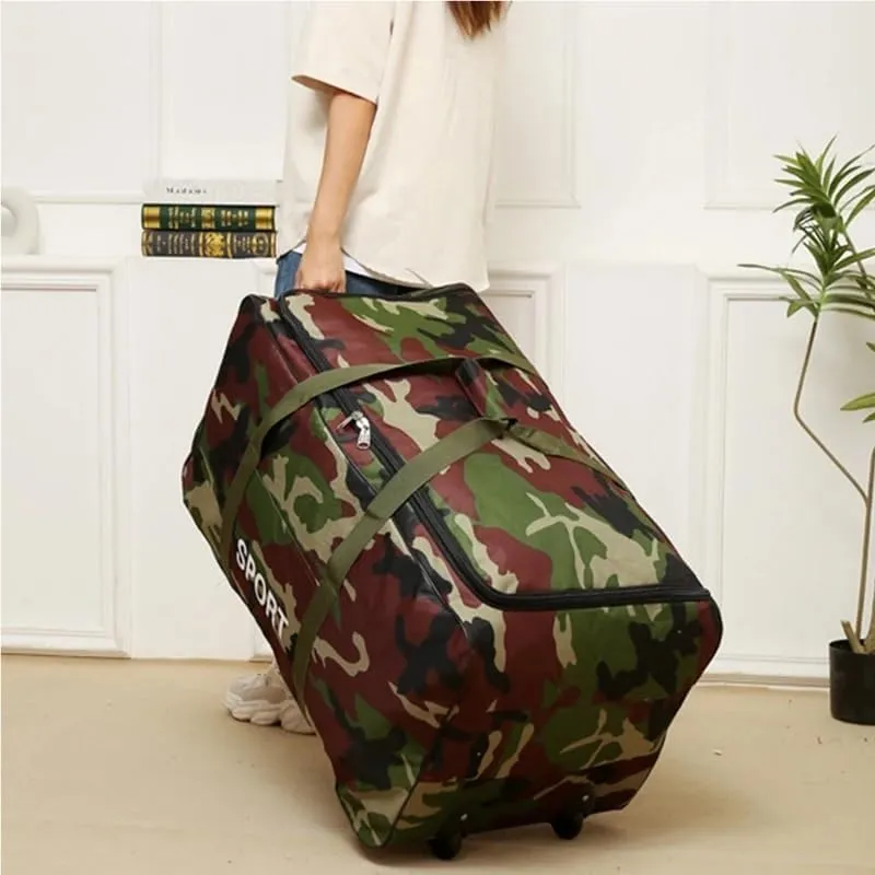 600D Camouflage Luggage Moving Big Bag Thick Waterproof Oxford Cloth Moving Artifact Large Storage Men's Travel Bags Duffle Bag(Gray)