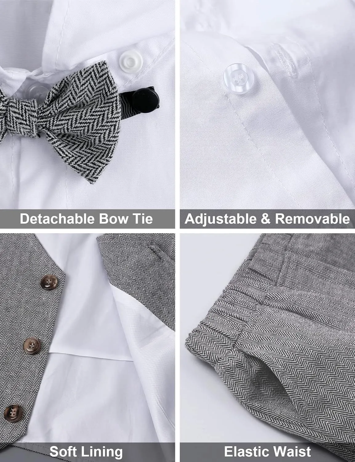 A&J DESIGN 5pcs Baby & Toddler Suit, 12 Months - 5T, Shirt & Pants & Vest & Bow Tie & Driver Cap