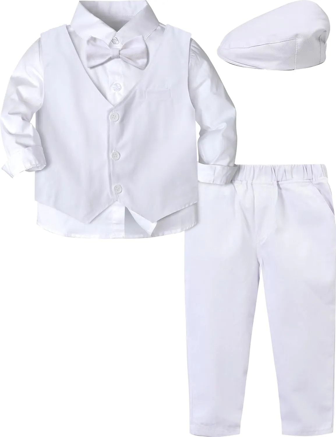 A&J DESIGN 5pcs Baby & Toddler Suit, 12 Months - 5T, Shirt & Pants & Vest & Bow Tie & Driver Cap