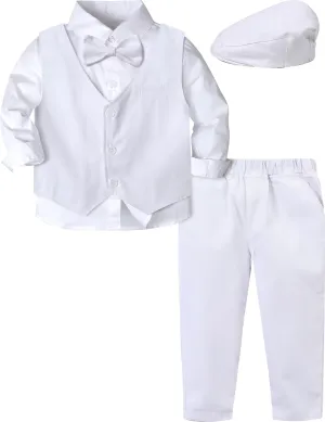 A&J DESIGN 5pcs Baby & Toddler Suit, 12 Months - 5T, Shirt & Pants & Vest & Bow Tie & Driver Cap