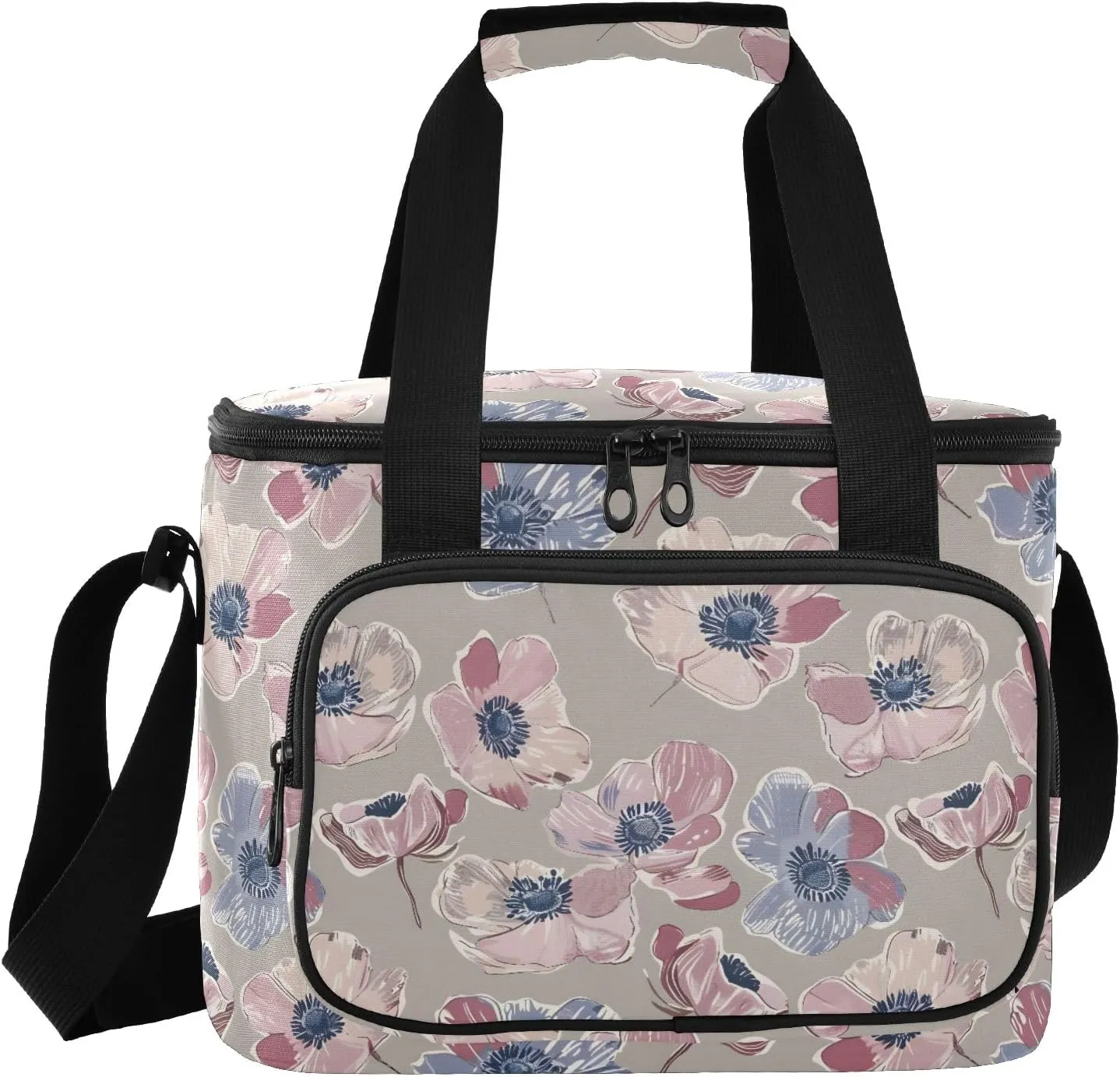 ALAZA Large Lunch Bag Insulated Cooler Bag Soft Lunch Box Anemone Flower Waterproof Leakproof Beach Travel Picnic Portable