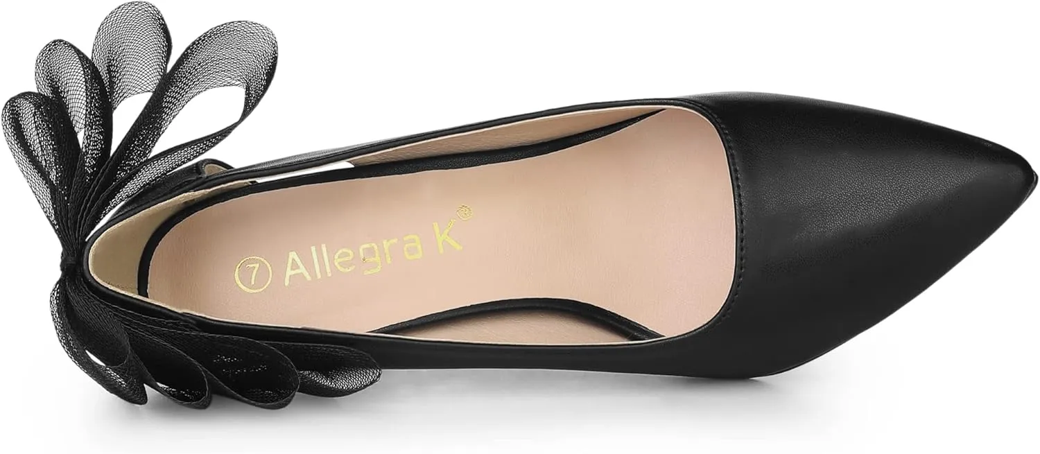 Allegra K Women's Mesh Bow Pointed Toe Stiletto High Heels Pumps