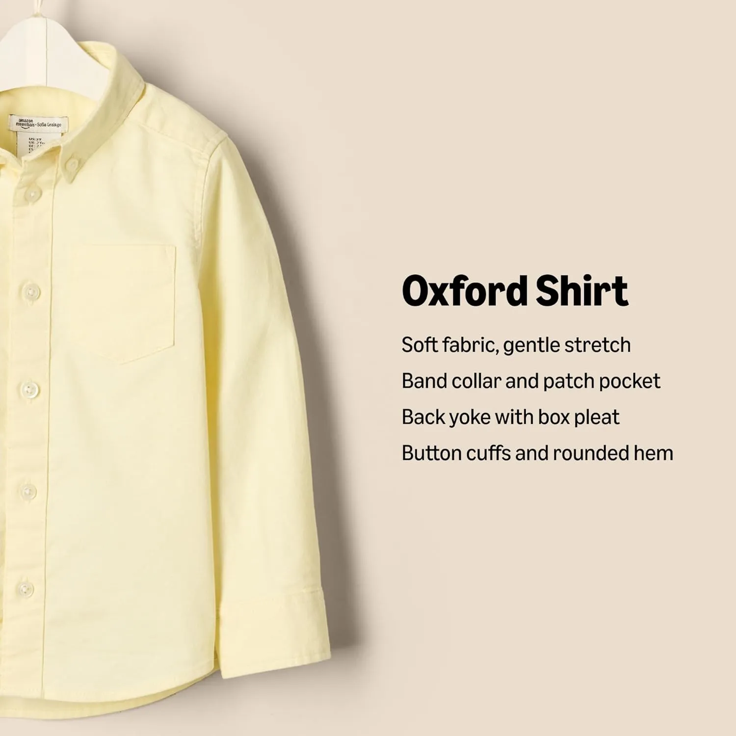Amazon Essentials x Sofia Grainge Toddlers and Baby Boys' Stretch Oxford Collar Shirt