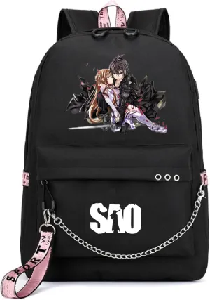 Anime Sword Art Online Backpack School Bag Kirigaya Kazuto Kirito Daypack Student Bag with USB Port 5