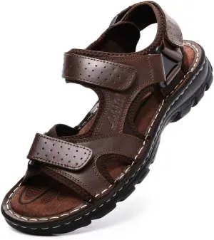 Arkbird Men's Sandals, Closed Toe Leather Fisherman Outdoor Hiking Sport Shoes Summer