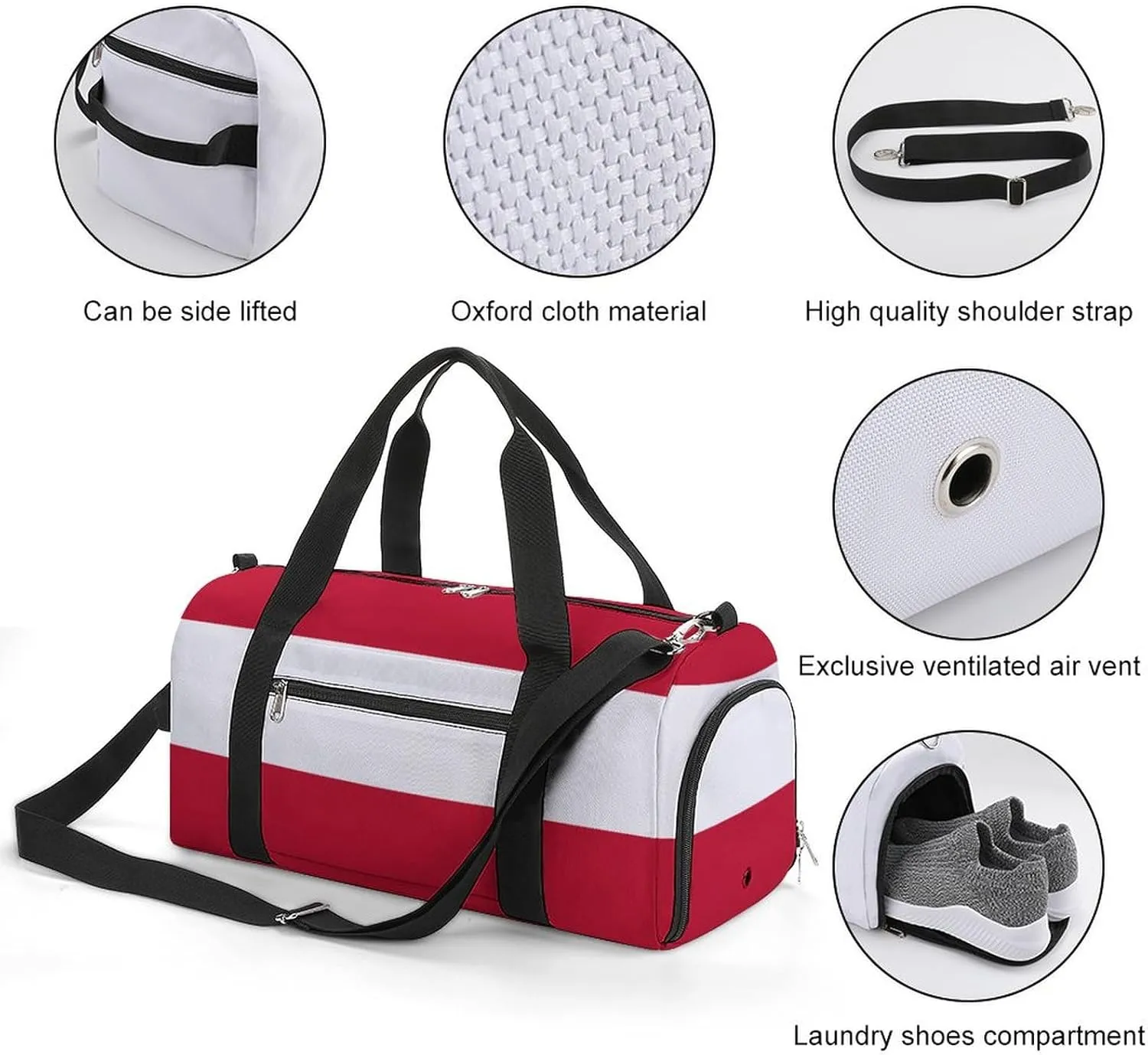 Austria Flag Gym Bag for Men Women Shoe Compartment Lightweight Travel Tote