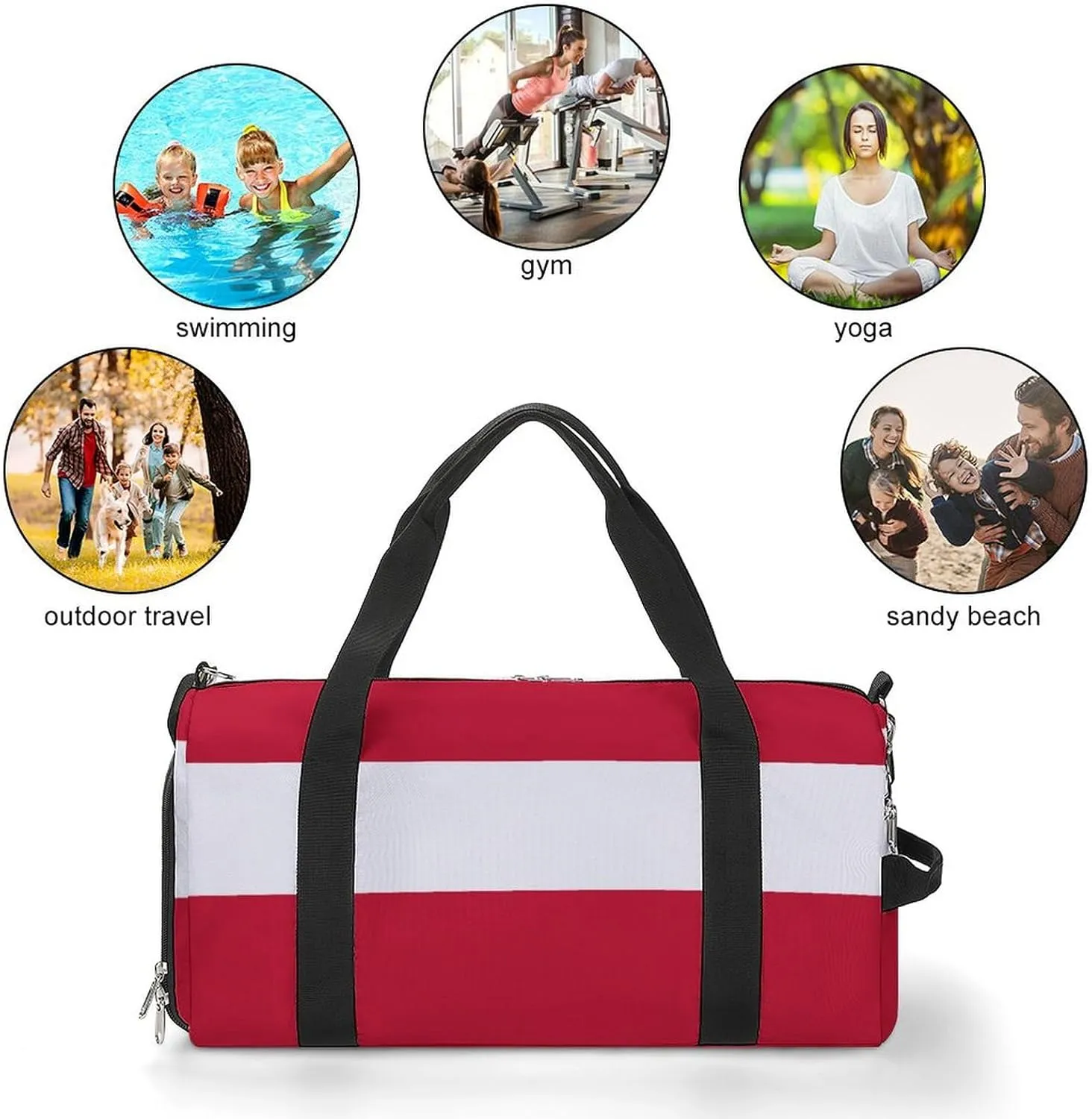 Austria Flag Gym Bag for Men Women Shoe Compartment Lightweight Travel Tote
