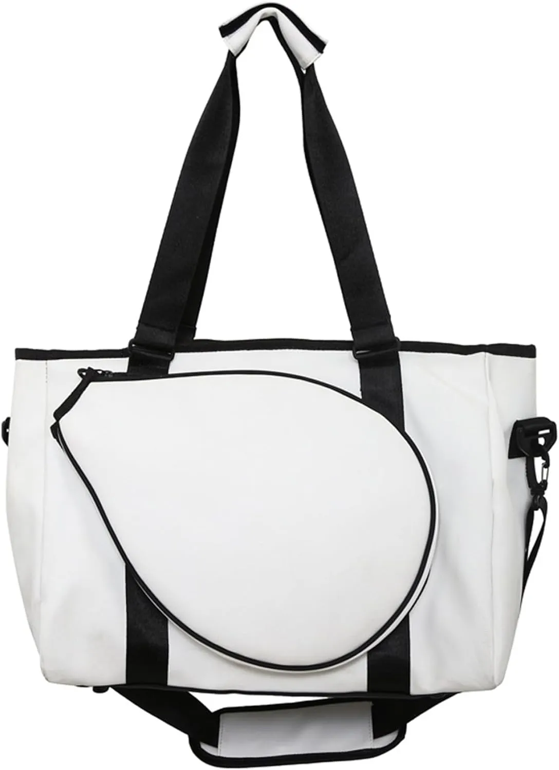 Badminton Bag with Racket Pocket, 17x10x13 Inch Oxford White Badminton Racket Bag, Tote/Shoulder with Pad, Zipper Closure Sports Bag for Sports Enthusiasts, Badminton Bag