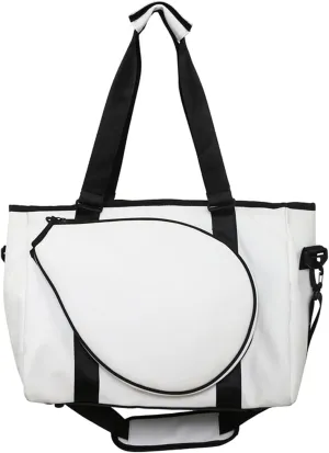 Badminton Bag with Racket Pocket, 17x10x13 Inch Oxford White Badminton Racket Bag, Tote/Shoulder with Pad, Zipper Closure Sports Bag for Sports Enthusiasts, Badminton Bag