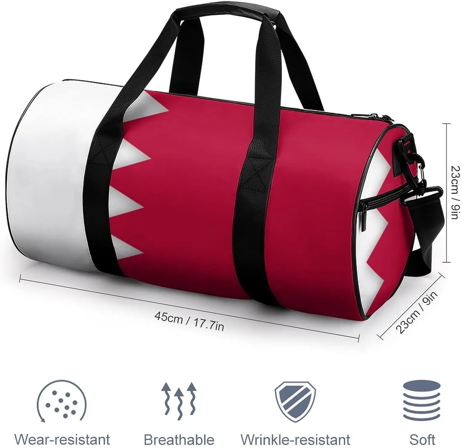 Bahrain Flag Waterproof Gym Bag with Dry Wet Separation for Men Women Sports Travel Weekender