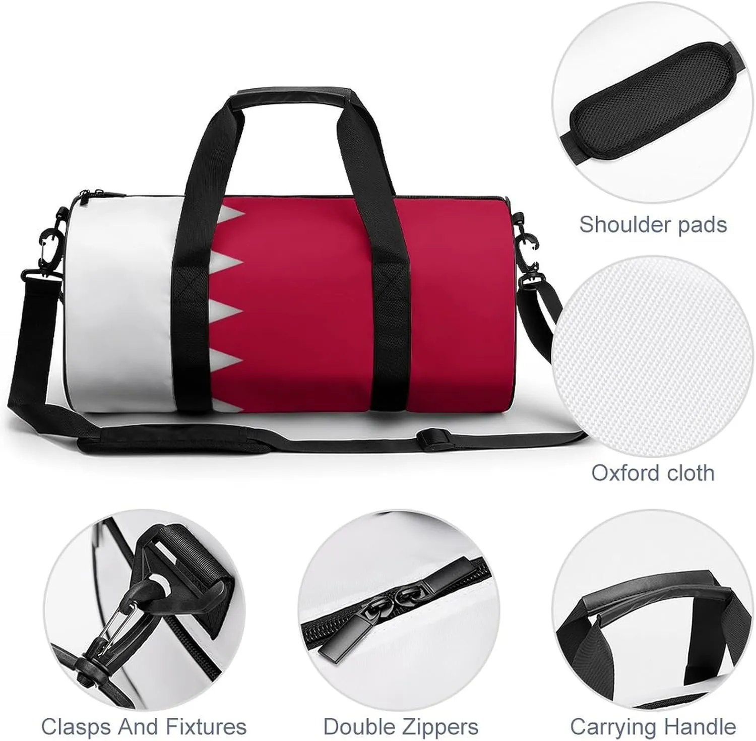 Bahrain Flag Waterproof Gym Bag with Dry Wet Separation for Men Women Sports Travel Weekender