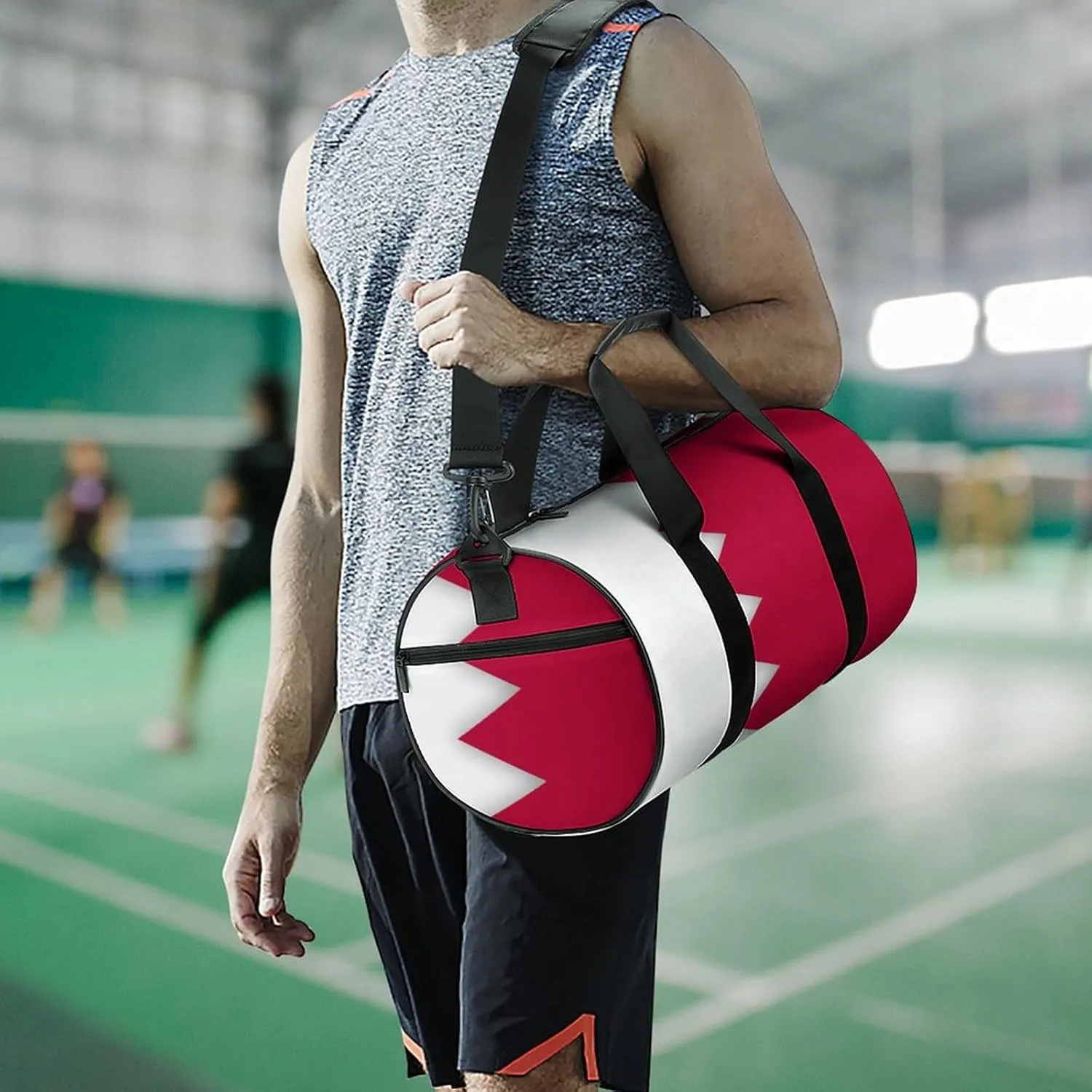 Bahrain Flag Waterproof Gym Bag with Dry Wet Separation for Men Women Sports Travel Weekender