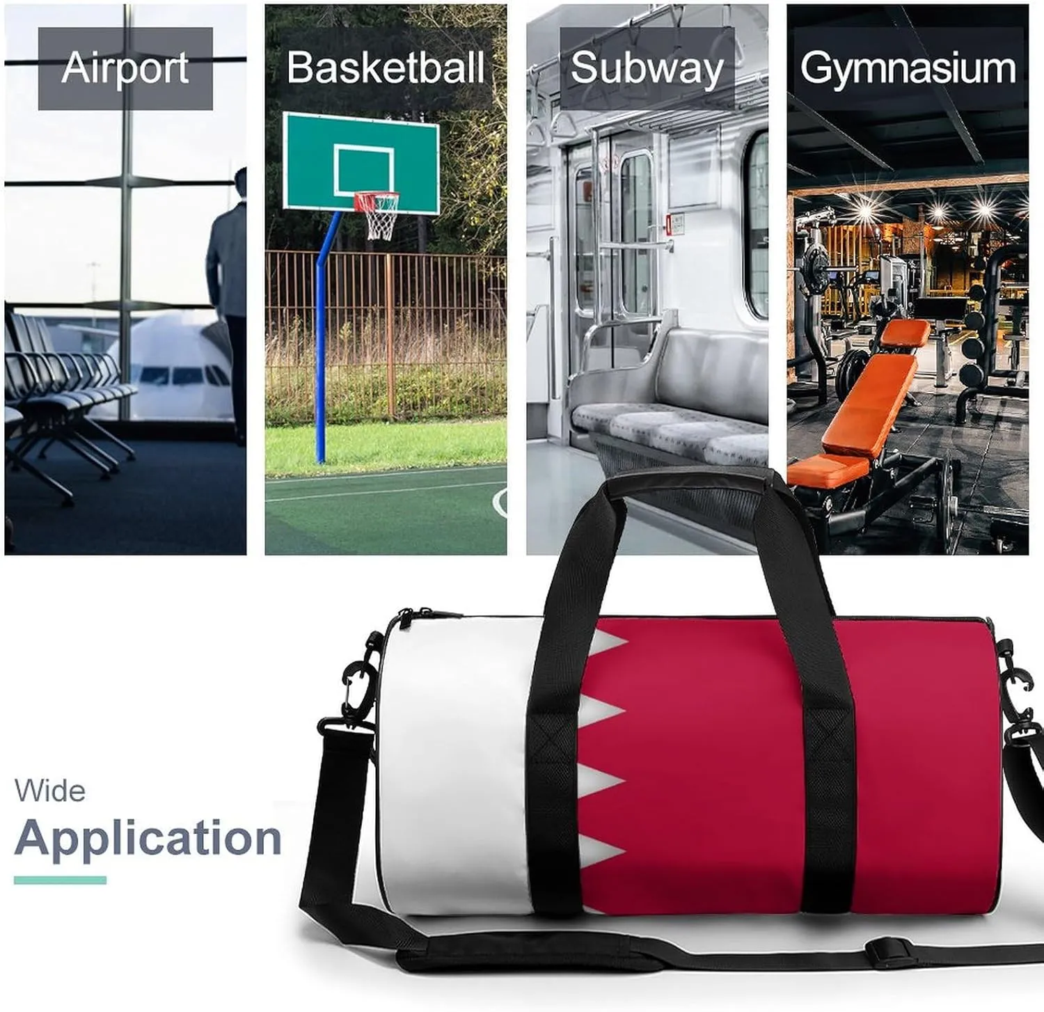 Bahrain Flag Waterproof Gym Bag with Dry Wet Separation for Men Women Sports Travel Weekender
