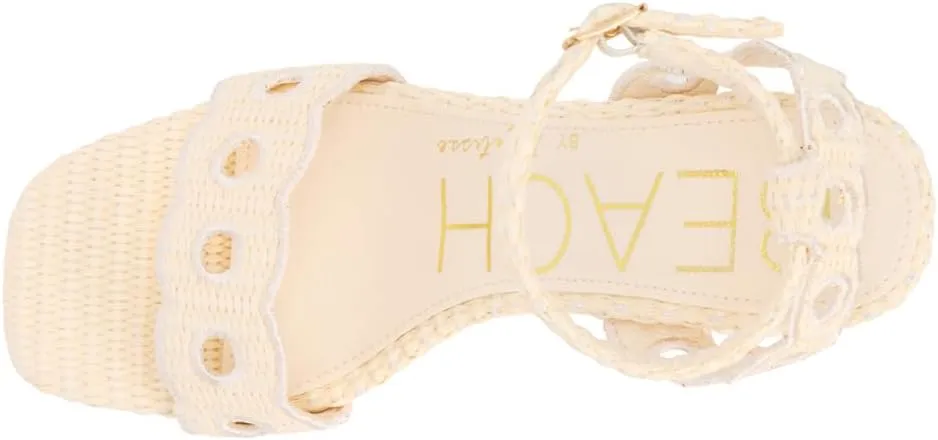 BEACH by Matisse Womens Moorea Block Platform Ankle Strap Casual Sandals Casual High Heel 3" & Up - Beige