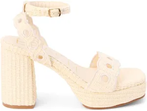 BEACH by Matisse Womens Moorea Block Platform Ankle Strap Casual Sandals Casual High Heel 3" & Up - Beige