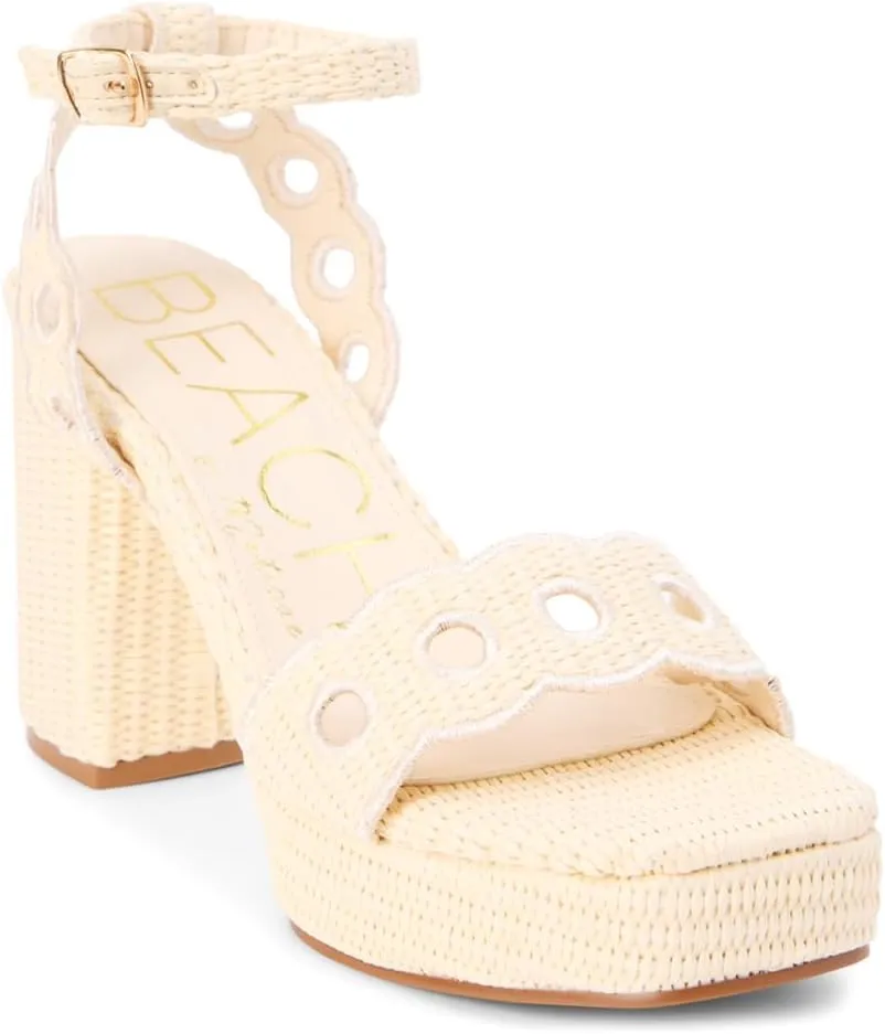 BEACH by Matisse Womens Moorea Block Platform Ankle Strap Casual Sandals Casual High Heel 3" & Up - Beige