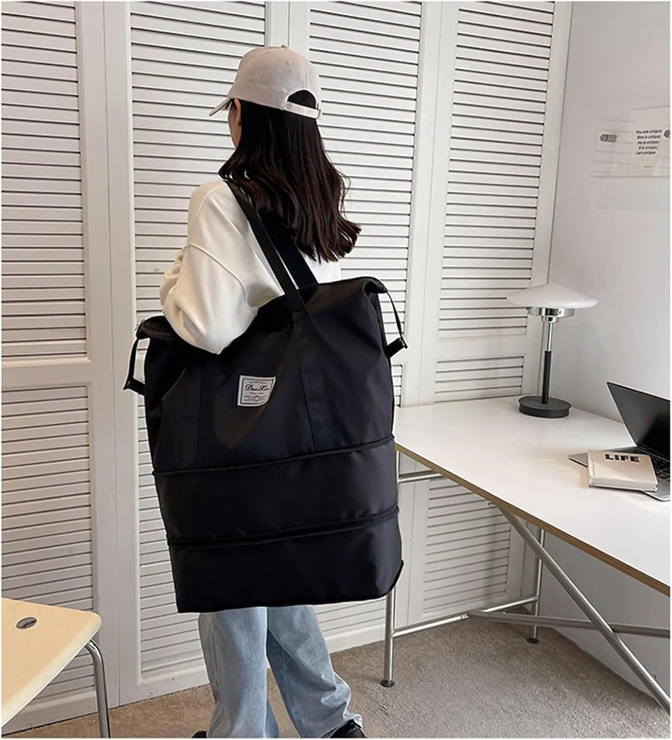 Beente Travel Bag with Wheels, 2025 New Large Capacity Travel Bag - Universal Wheel Removable, Kulken Tote Luggage (Black)
