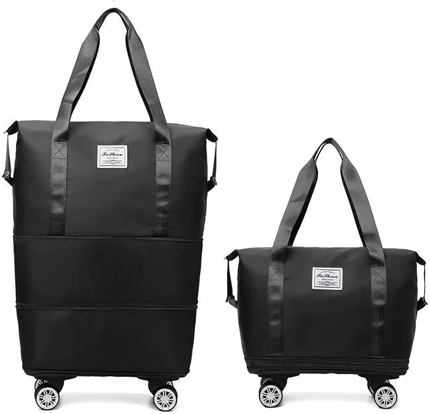 Beente Travel Bag with Wheels, 2025 New Large Capacity Travel Bag - Universal Wheel Removable, Kulken Tote Luggage (Black)