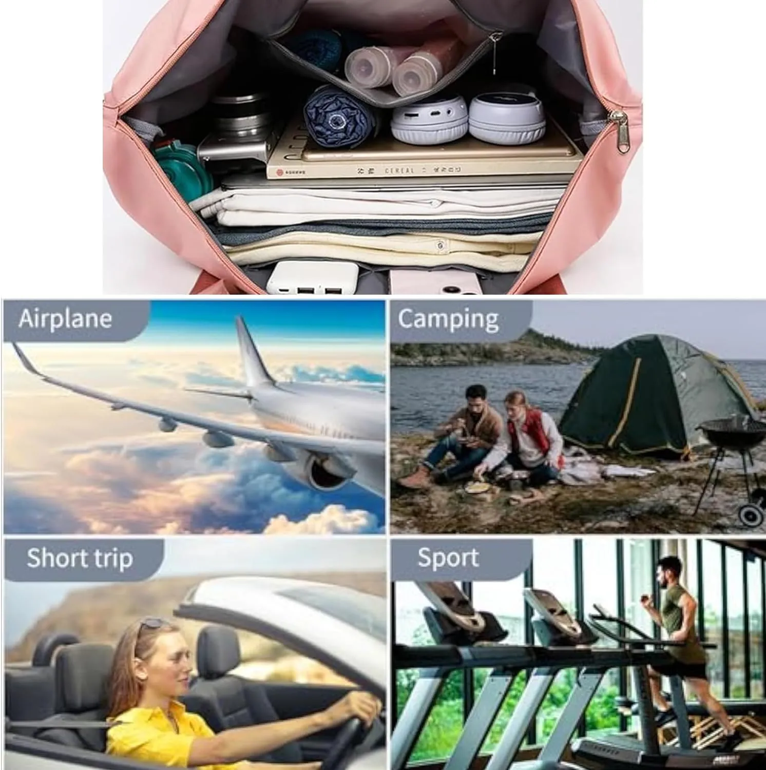 Beente Travel Bag with Wheels, 2025 New Large Capacity Travel Bag - Universal Wheel Removable, Kulken Tote Luggage (Pink)