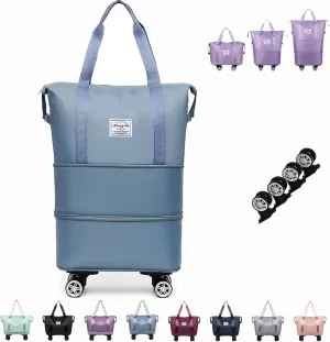 Beente Travel Bag With Wheels, 2025 New Large Capacity Travel Bag - Universal Wheel Removable Silent, Expandable Foldable Carry-On Luggage Bags, For Travel (Light blue)