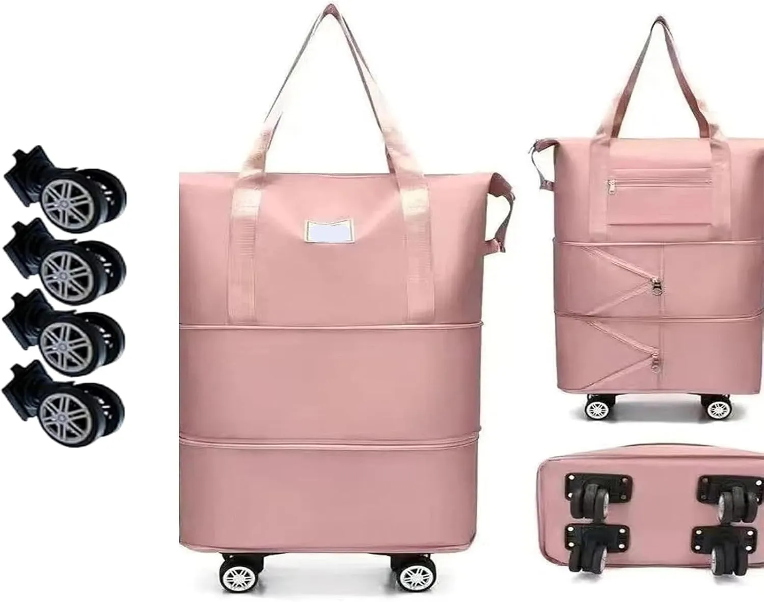 Beente Travel Bag With Wheels, new large capacity travel bag - universal wheel removable, Suitable for travel camping (Purple)