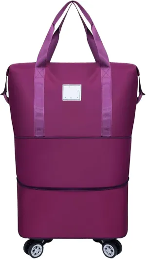 Beente Travel Bag With Wheels, new large capacity travel bag - universal wheel removable, Suitable for travel camping (Purple)