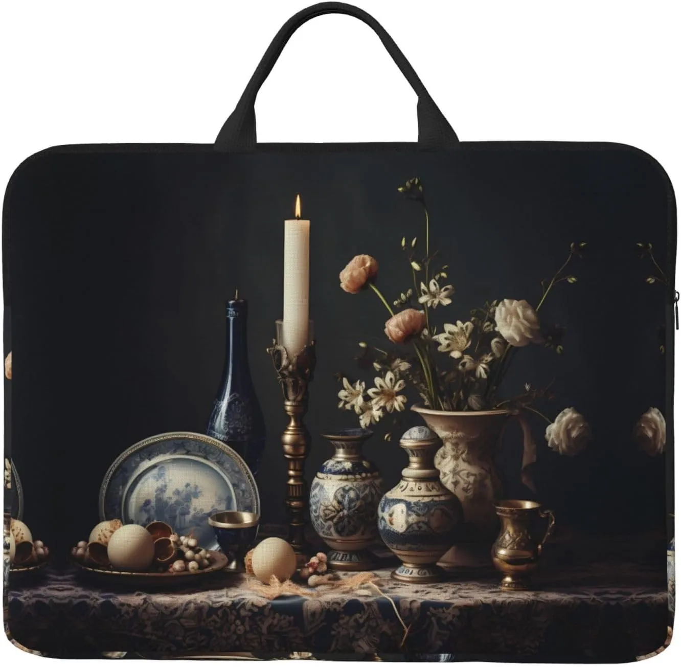 Blue and White Porcelain Printed Laptop Sleeve 16.5 * 12.2", Business and Casual Dual use, Suitable for Some laptops
