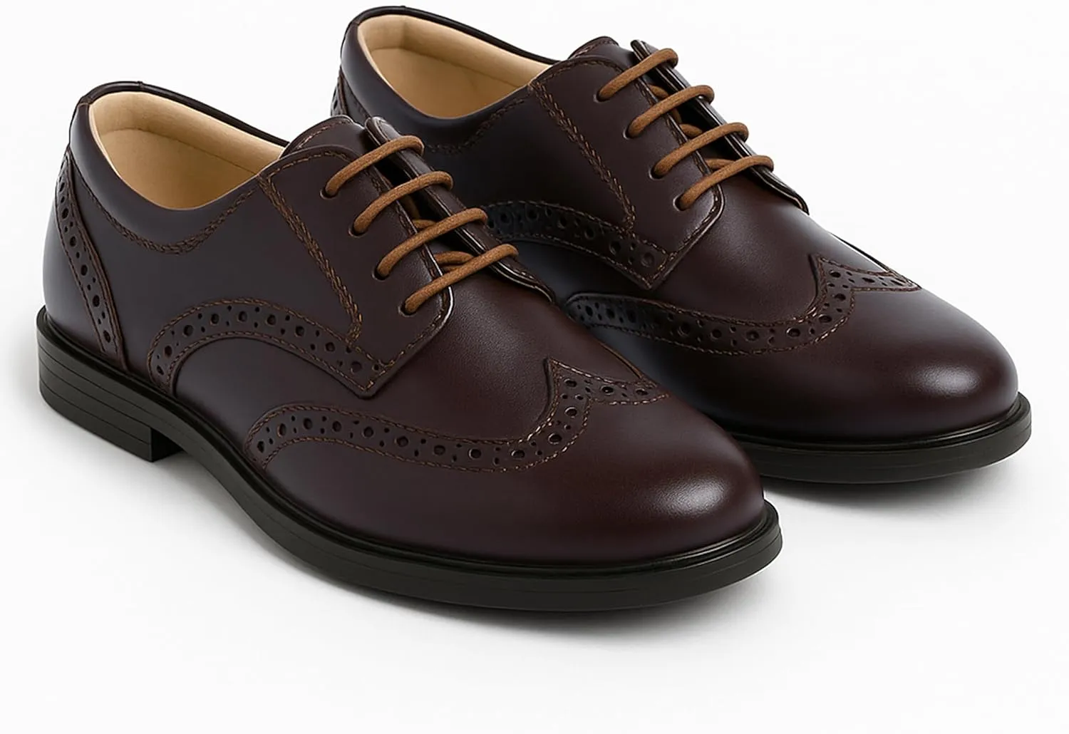 Boys’ Patent Derby Dress Shoes, Wingtip Brogue Lace-Up Wedding Prom Formal Footwear