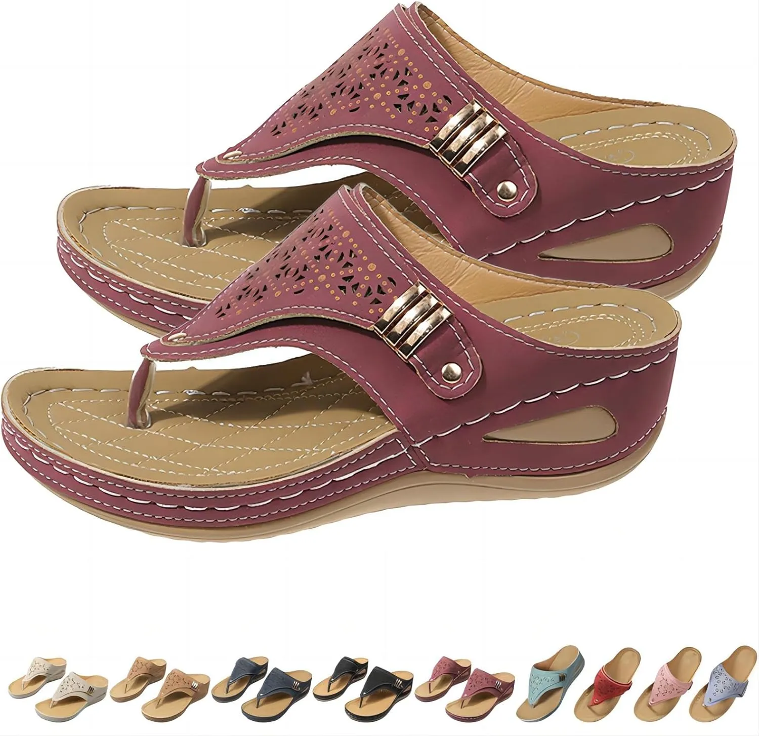 Breathable Mesh Sports Sandals With Non-Slip Sole, Women Wedges Thick-Soled Flip-Flops, Open Toe Casual Slipper