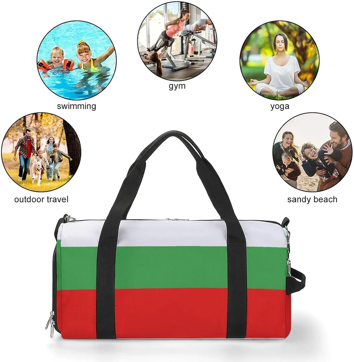 Bulgaria Flag Travel Duffle for Men Women with Wet Pocket and Shoe Compartment