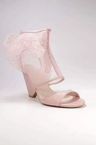 Cecelia New York Amelia Peep Toe Shootie White Mesh Bridal Chic Sandal Pumps, 7.5