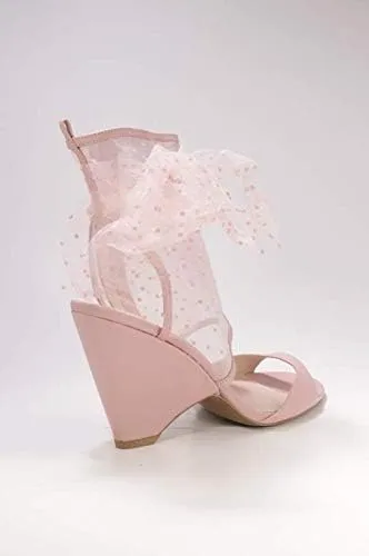 Cecelia New York Amelia Peep Toe Shootie White Mesh Bridal Chic Sandal Pumps, 7.5