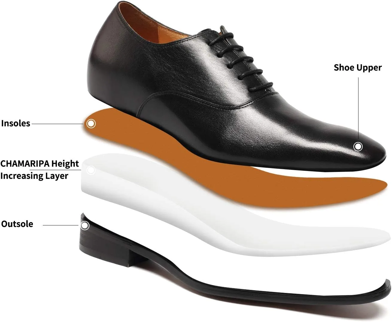 CHAMARIPA Elevator Shoes for Men Invisible Height Increasing Elevator Shoes Lace up Leather Formal Oxford Dress Tuxedo Lift Shoes Make You Taller