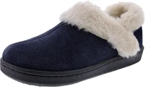 CLARKS Sarah Indoor and Outdoor Slipper Cozy Wool Mule Slip-On Fur Lined Clogs (10 M US, Navy Cow Suede)