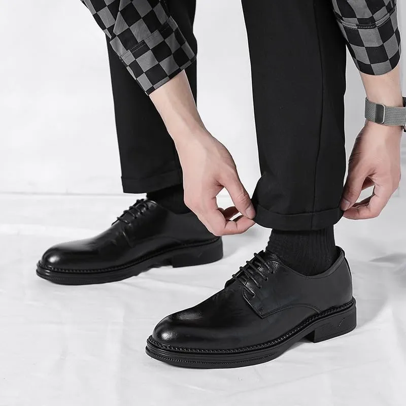 Classic Men's Leather Dress Shoes Mens Retro Formal Business Oxfords Men Casual Wedding Derby Shoe