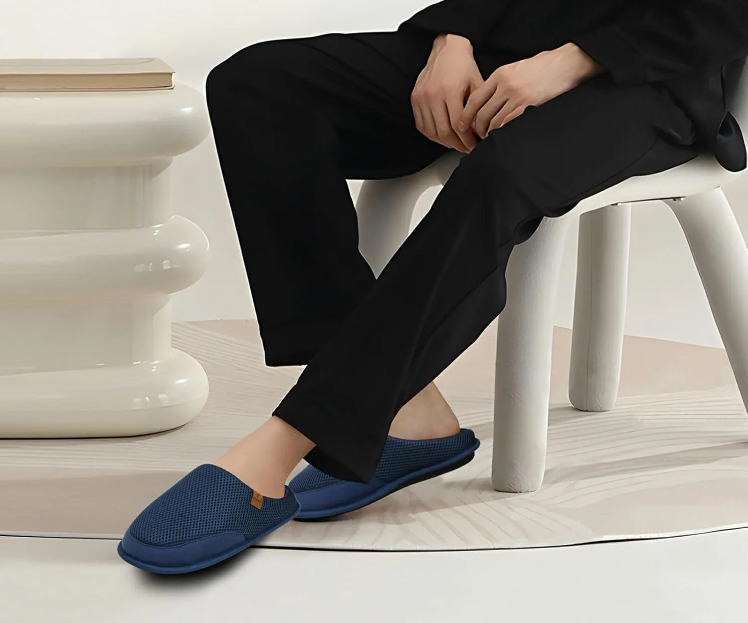 COFACE Unisex Mens Womens Cozy Memory Foam Scuff Slippers Casual Slip On Warm House Shoes Indoor/Outdoor Felt Sandal Slippers With Arch Support Rubber Sole Size 4-15