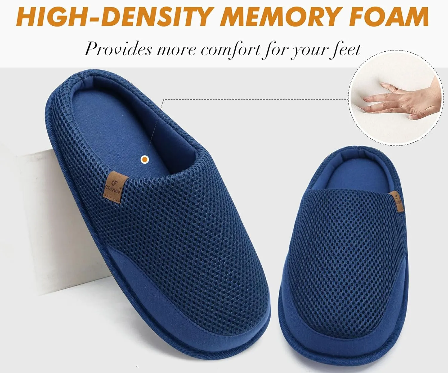 COFACE Unisex Mens Womens Cozy Memory Foam Scuff Slippers Casual Slip On Warm House Shoes Indoor/Outdoor Felt Sandal Slippers With Arch Support Rubber Sole Size 4-15