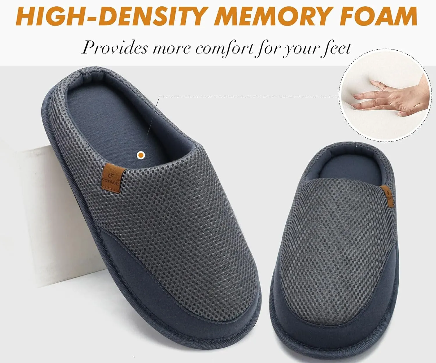 COFACE Unisex Mens Womens Cozy Memory Foam Scuff Slippers Casual Slip On Warm House Shoes Indoor/Outdoor Felt Sandal Slippers With Arch Support Rubber Sole Size 4-15