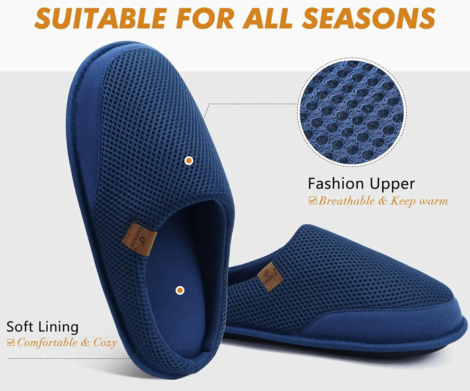 COFACE Unisex Mens Womens Cozy Memory Foam Scuff Slippers Casual Slip On Warm House Shoes Indoor/Outdoor Felt Sandal Slippers With Arch Support Rubber Sole Size 4-15