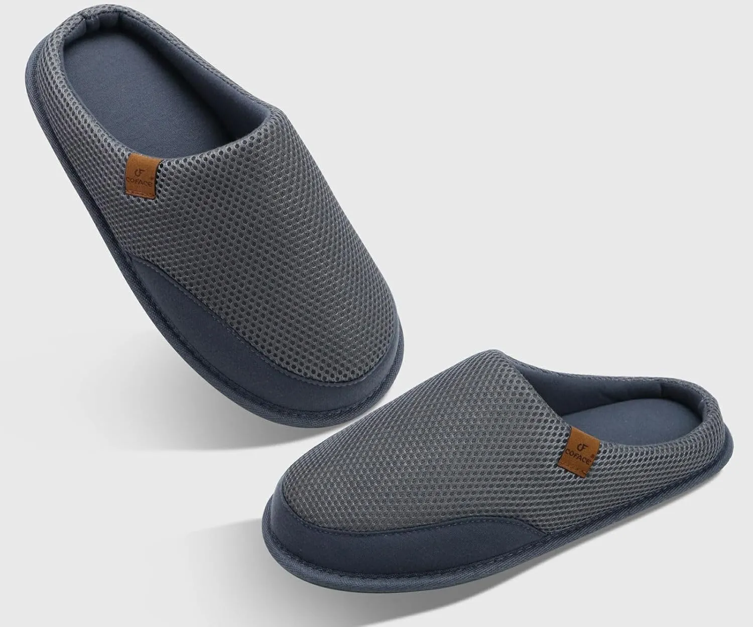 COFACE Unisex Mens Womens Cozy Memory Foam Scuff Slippers Casual Slip On Warm House Shoes Indoor/Outdoor Felt Sandal Slippers With Arch Support Rubber Sole Size 4-15