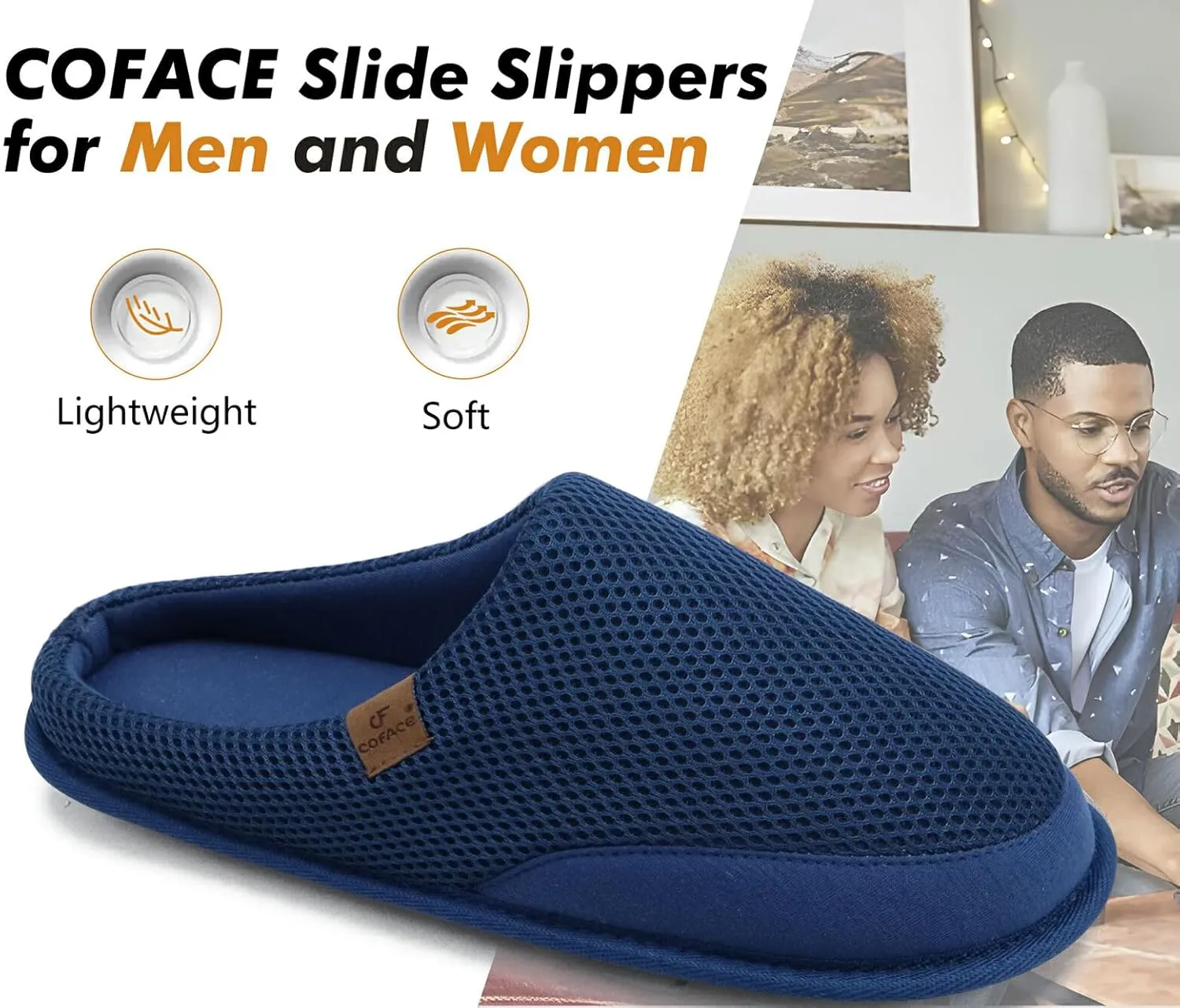 COFACE Unisex Mens Womens Cozy Memory Foam Scuff Slippers Casual Slip On Warm House Shoes Indoor/Outdoor Felt Sandal Slippers With Arch Support Rubber Sole Size 4-15