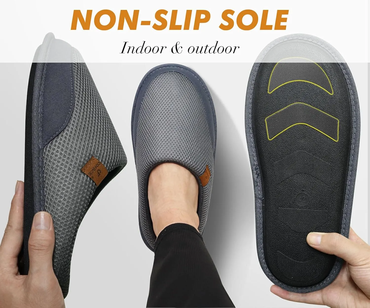 COFACE Unisex Mens Womens Cozy Memory Foam Scuff Slippers Casual Slip On Warm House Shoes Indoor/Outdoor Felt Sandal Slippers With Arch Support Rubber Sole Size 4-15