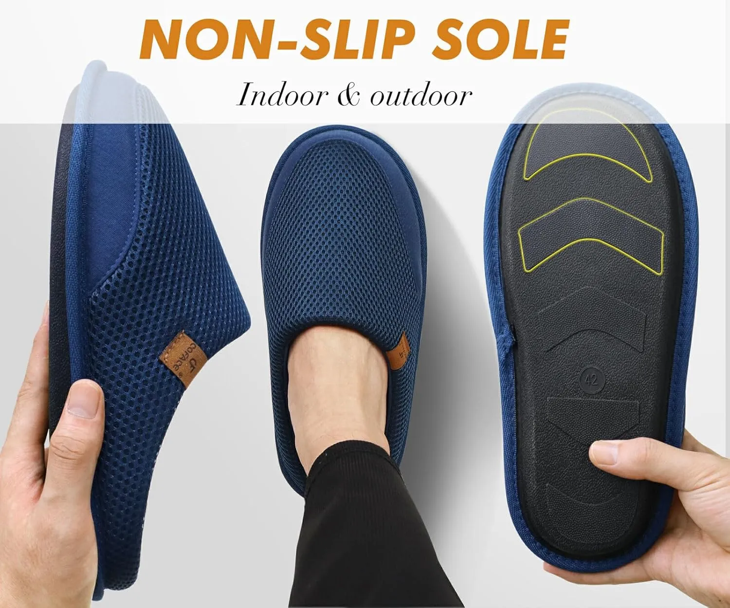 COFACE Unisex Mens Womens Cozy Memory Foam Scuff Slippers Casual Slip On Warm House Shoes Indoor/Outdoor Felt Sandal Slippers With Arch Support Rubber Sole Size 4-15