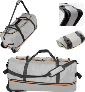 CONTAIL 32" Soft-Sided Rolling Duffle Bag with 2 Wheels,Expandable from 110L to 140L,Foldable Travel Duffel with Multiple Compartments,Grey